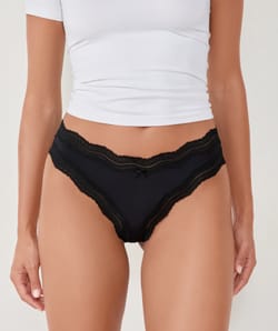 Microfibre Tanga with Lace Edges;${refinementColor}