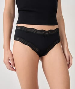 Boyshort with Lace Trim in Microfibre;${refinementColor}