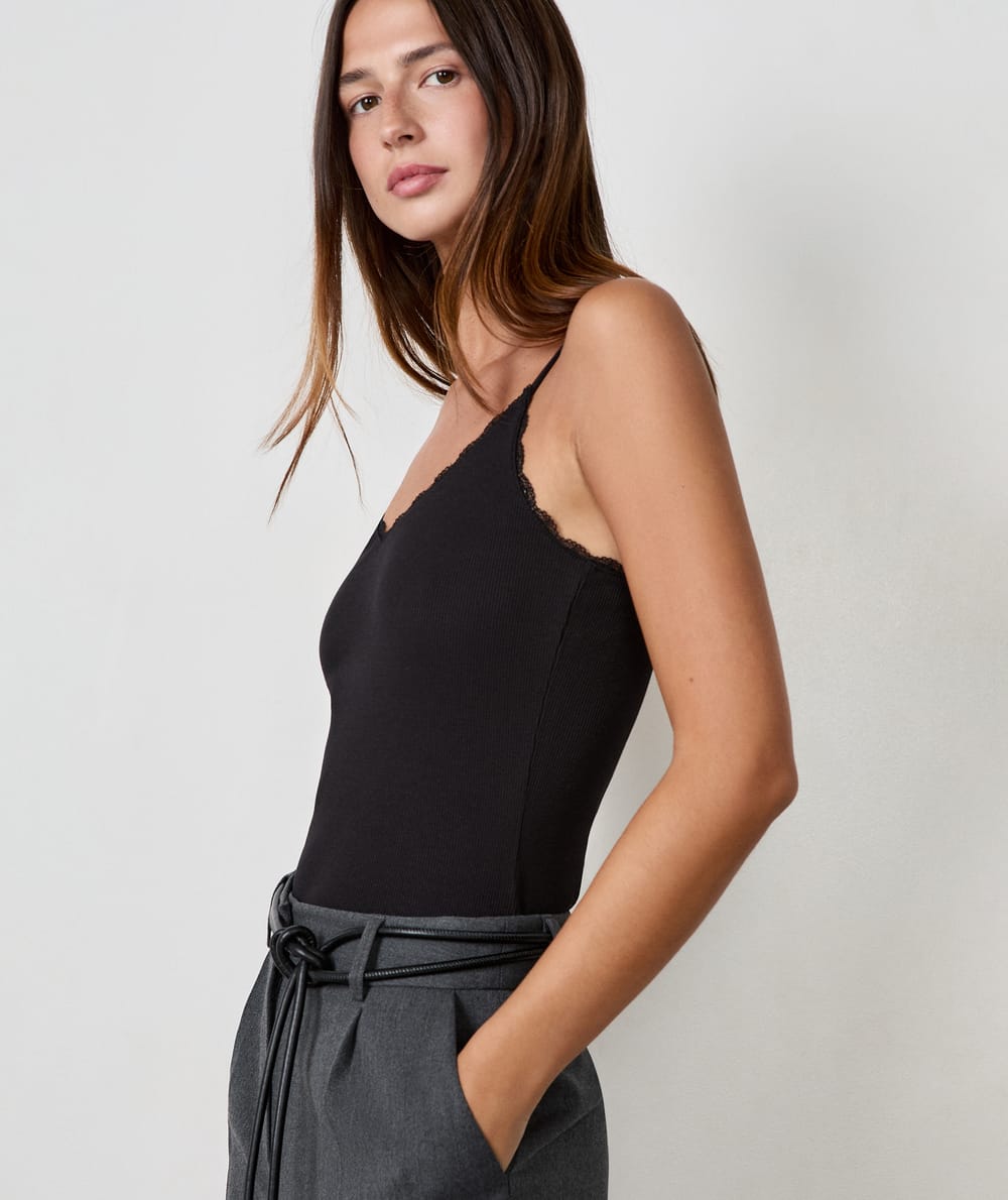 Top/caraco Etam Fluide Marine Et Blanc - Taille 36/38 - Occasion Très Bon état