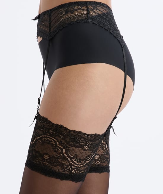 Satin Stockings with Lace - 15D;${refinementColor}