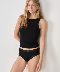 Boyshort with Lace Trim in Microfibre;${refinementColor}