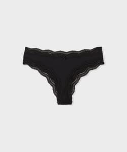 Microfibre Tanga with Lace Edges;${refinementColor}