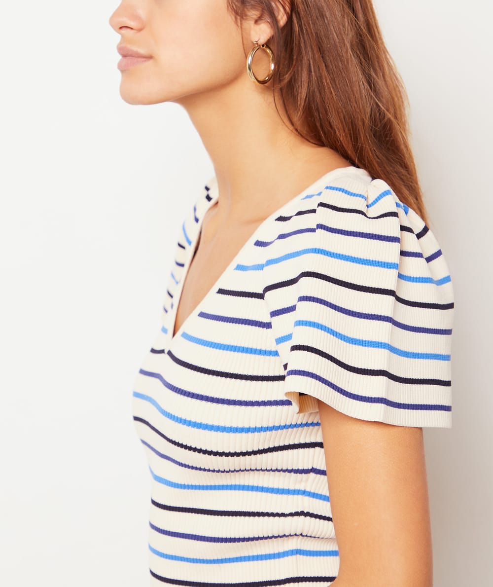 Tunique Rayée Forever 21 - Manches Courtes, Taille M, Multicolore - Occasion Très Bon État