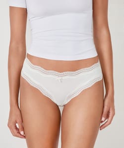 Microfibre Tanga with Lace Trim;${refinementColor}