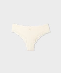 Microfibre Tanga with Lace Trim;${refinementColor}