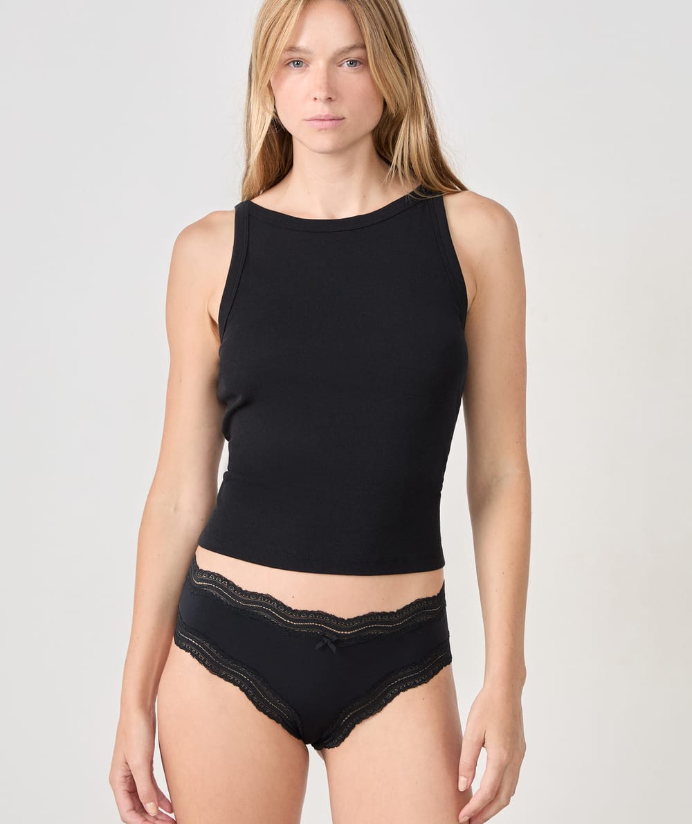 Boyshort with Lace Trim in Microfibre;${refinementColor}