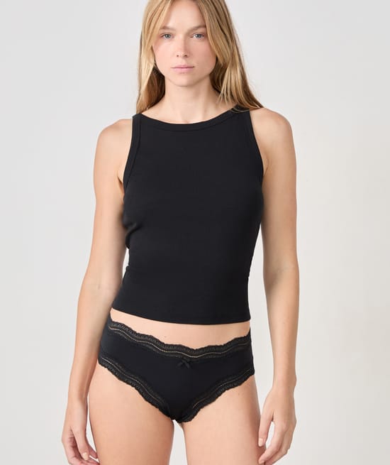 Braga culotte con bordes de encaje en microfibra;${refinementColor}