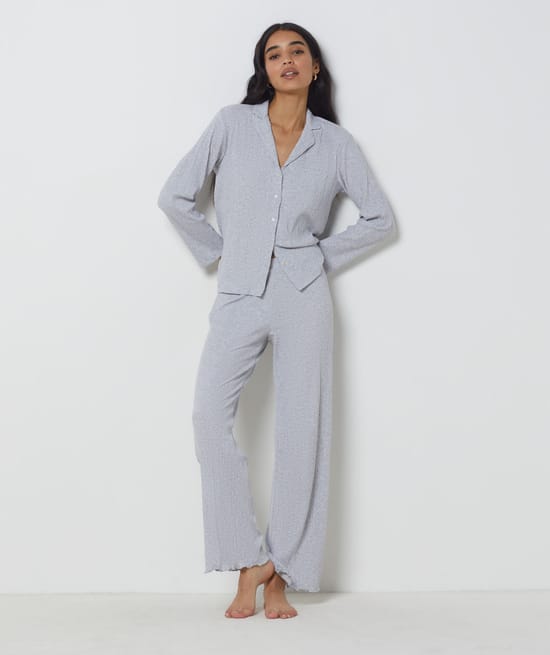 Pyjama Femme En Maille Côtelée - Ensemble 2 Pièces Avec Cerises, Bretelles Spaghetti Et Nœuds - Blanc Et Rouge, Confortable