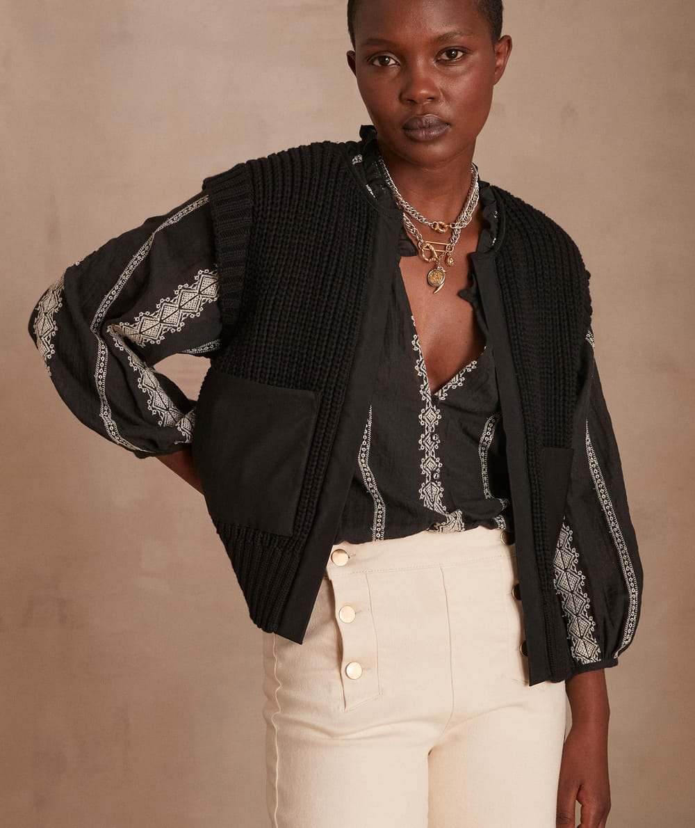 LAURENA sleeveless cardigan;${refinementColor}