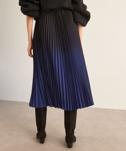 Marineblauer, plissierter Midi-Rock in Tie-and-Dye-Optik Fatel;${refinementColor}