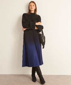 Marineblauer, plissierter Midi-Rock in Tie-and-Dye-Optik Fatel;${refinementColor}