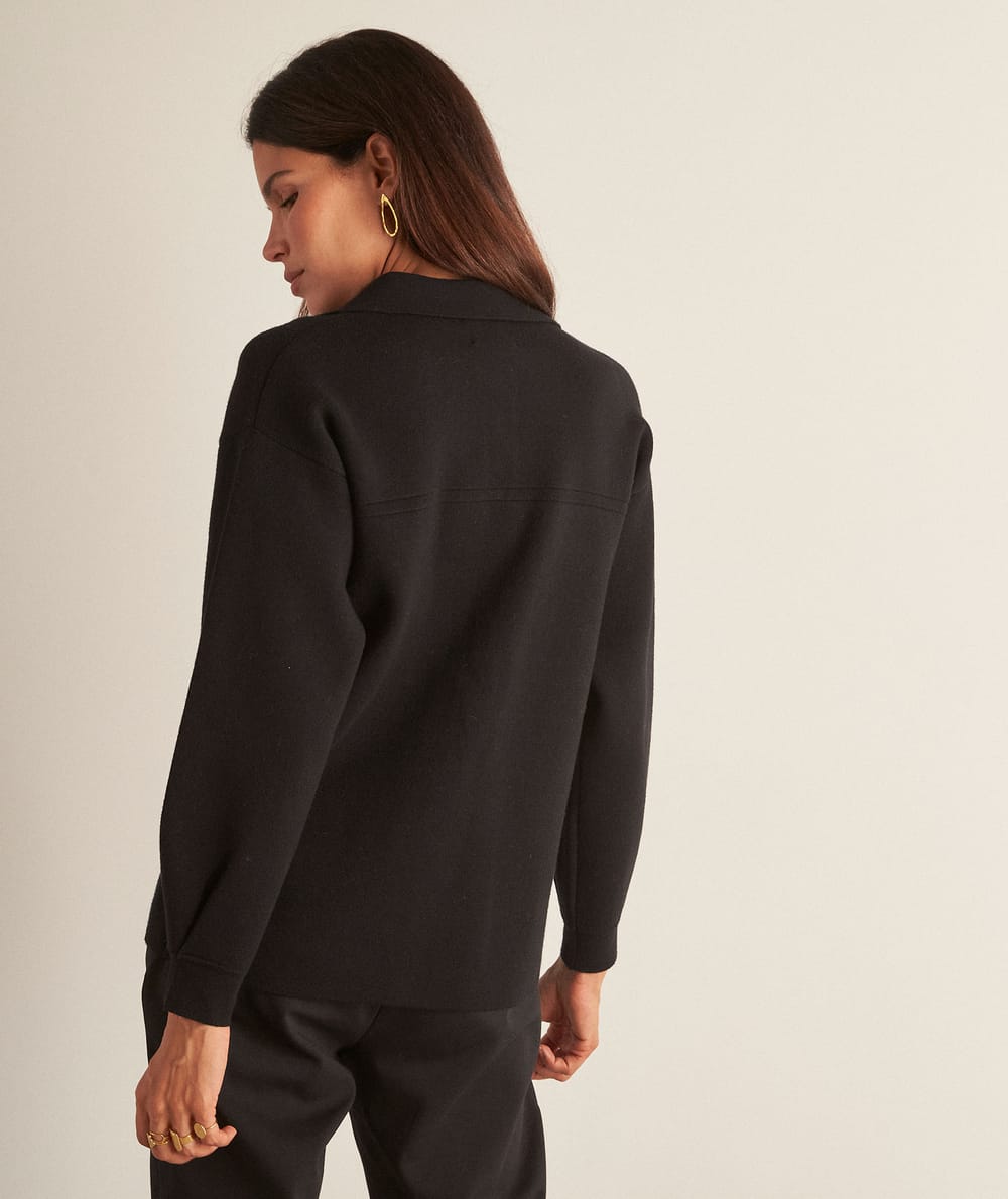 Brooke black EcoVero knitted overshirt;${refinementColor}