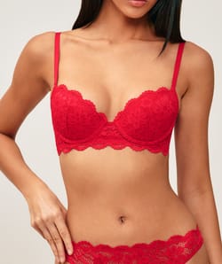 Floral lace push-up bra;