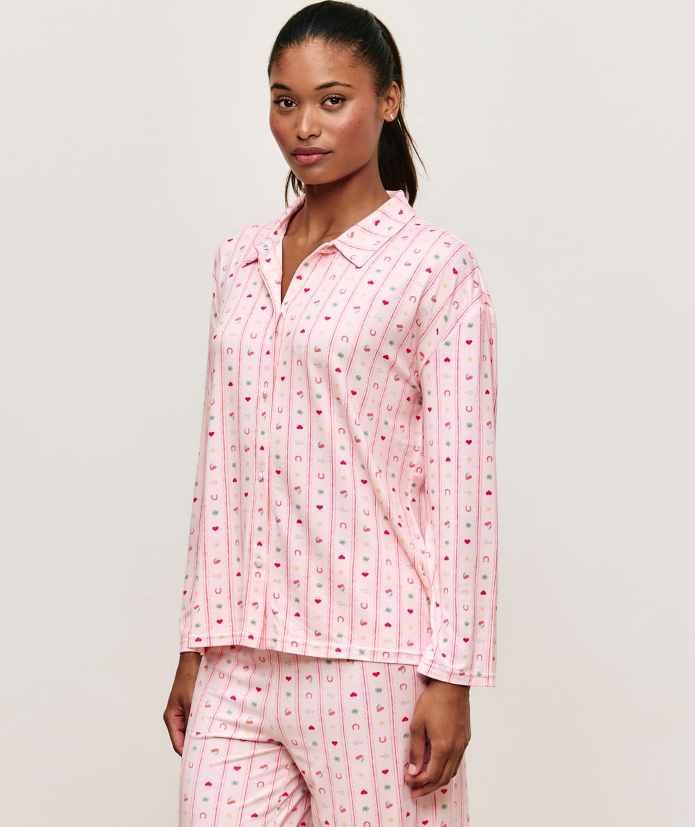 Patterned jersey pyjama set;