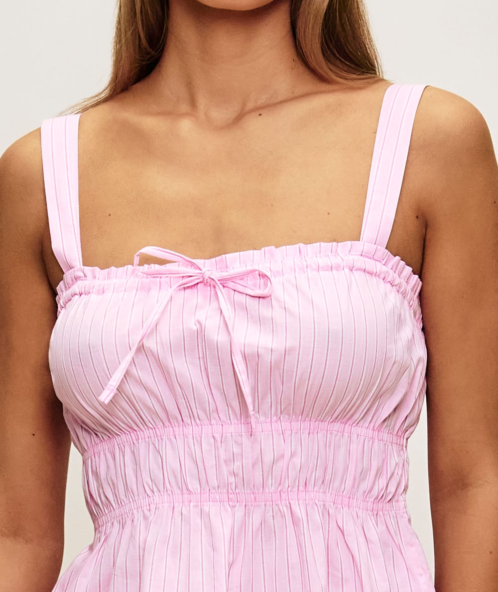 Striped cotton poplin tank top;