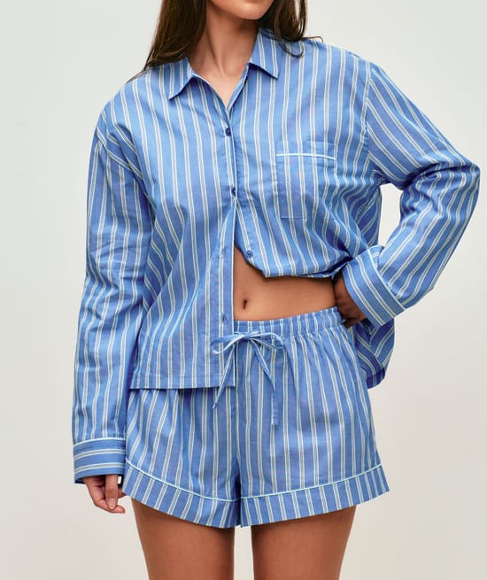 Striped cotton shorts;