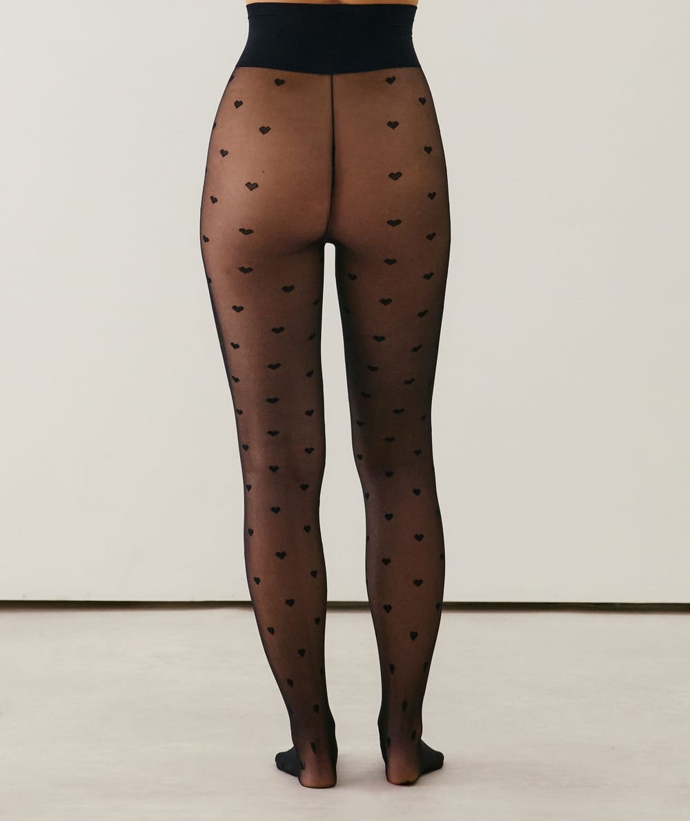 Collant voile motifs c&oelig;urs;