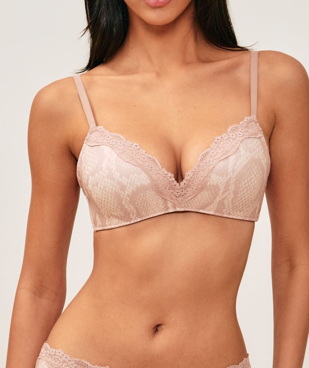 Soutien-gorge triangle push-up en microfibre motif serpent;