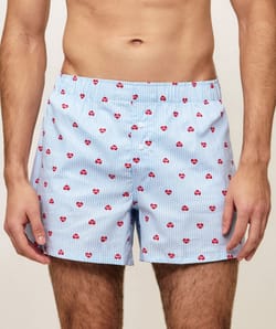 Cotton boxer shorts with stripes and hearts;