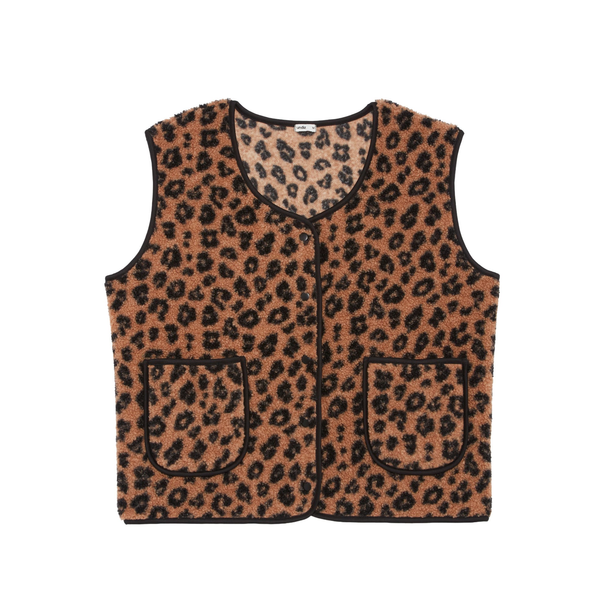 Leopard print sherpa gilet - light brown - Undiz Leopard print sherpa gilet - light brown - Undiz