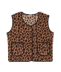 Leopard print sherpa gilet;