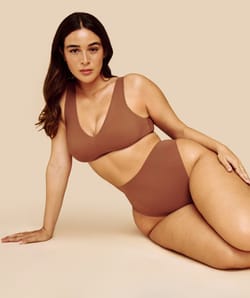 High-waisted microfibre thong;