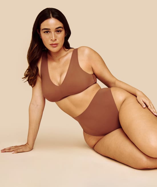 High-waisted microfibre thong;