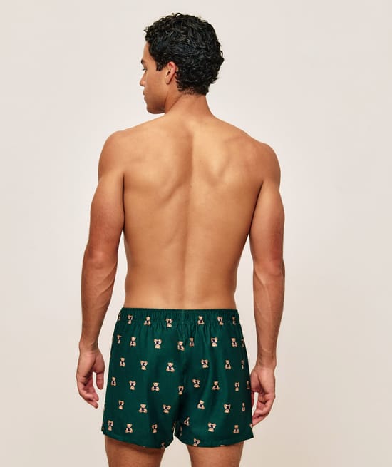 Bear printed cotton boxer;