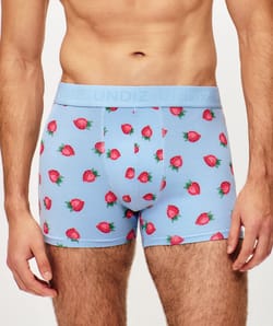 Cotton boxer shorts with strawberry print;