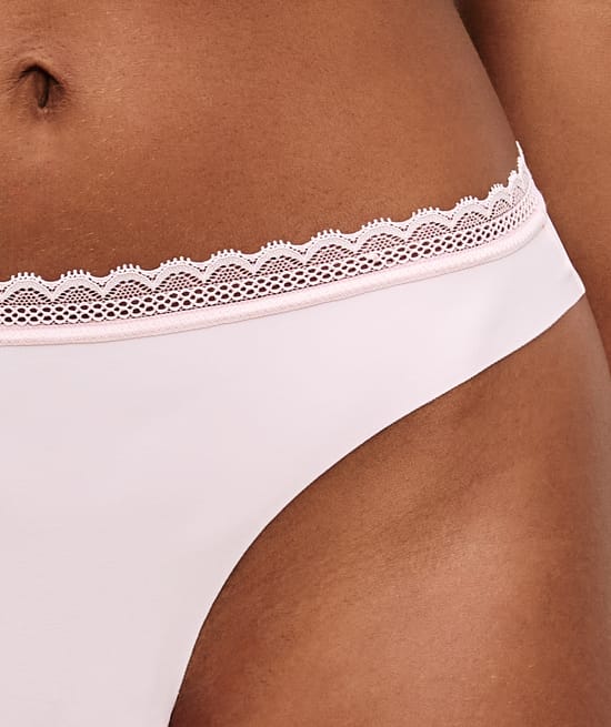 Microfibre and lace thong;