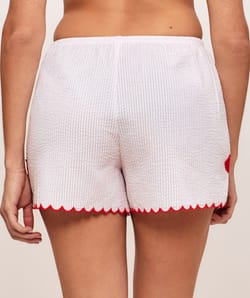 Short en coton &agrave; rayures motifs bouches;