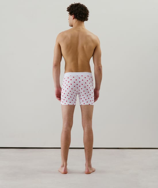 Boxer long en coton motifs coeurs;