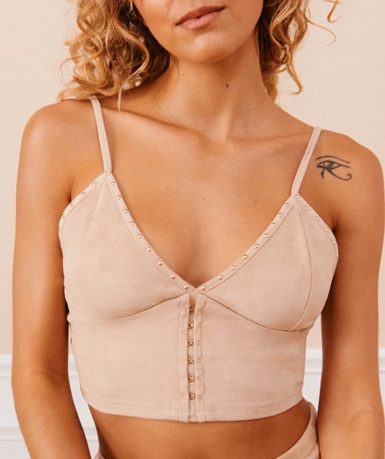 Faux-suede top;