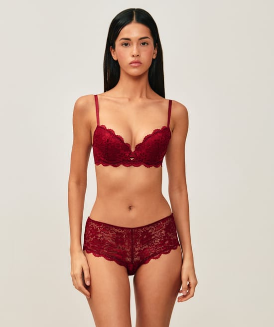 Lace floral push-up bra;
