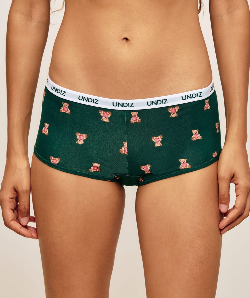 Cotton shorty with bear print;