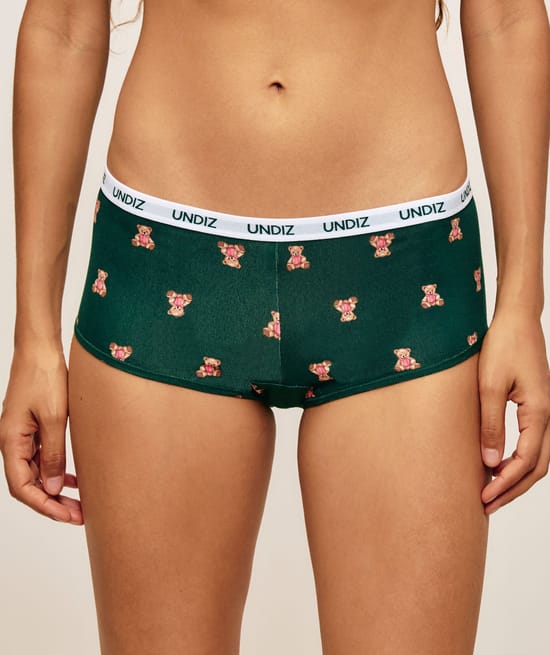 Shorty en coton imprim&eacute; oursons;