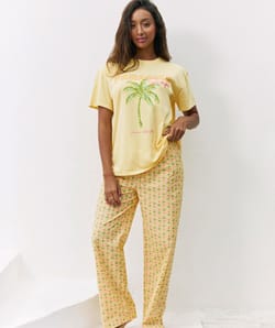 Pantalon droit à motifs;