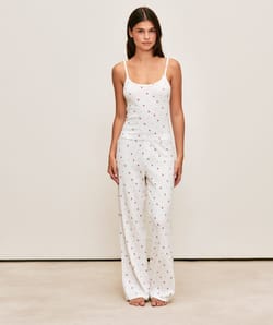 Lace panel pants with floral print;