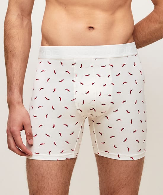 Boxer long en coton avec motif piments;