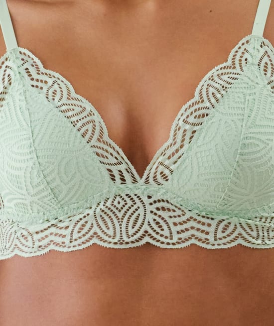Lace triangle bra;