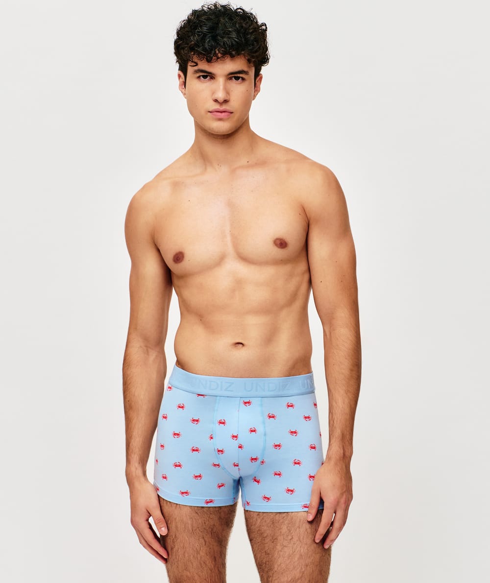 Cotton boxer shorts with crab pattern;