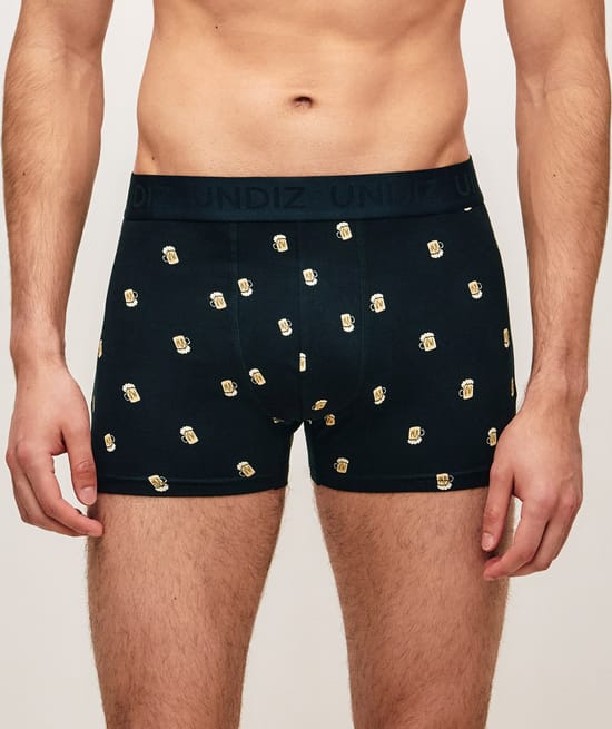 Boxer en coton avec imprim&eacute; bi&egrave;re;