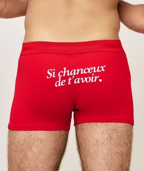Cotton boxer shorts with message;