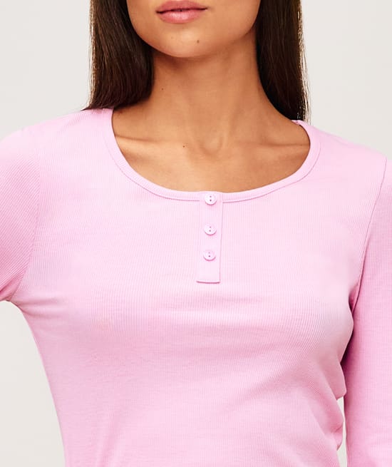 Long sleeve ribbed jersey top;
