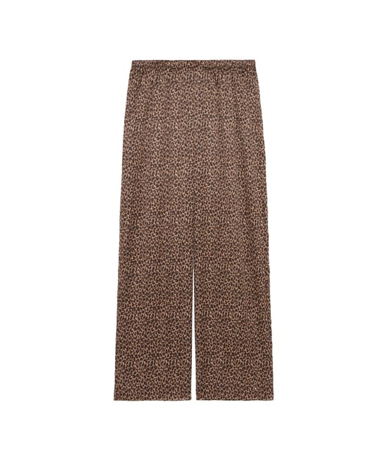 Pantalon en satin léopard;