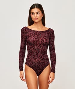 Cuerpo segunda piel mangas largas estampado de leopardo;