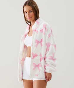 Fleece jacket with bow pattern;