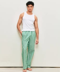 Striped cotton pants;