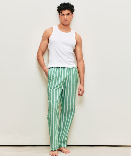 Striped cotton pants;