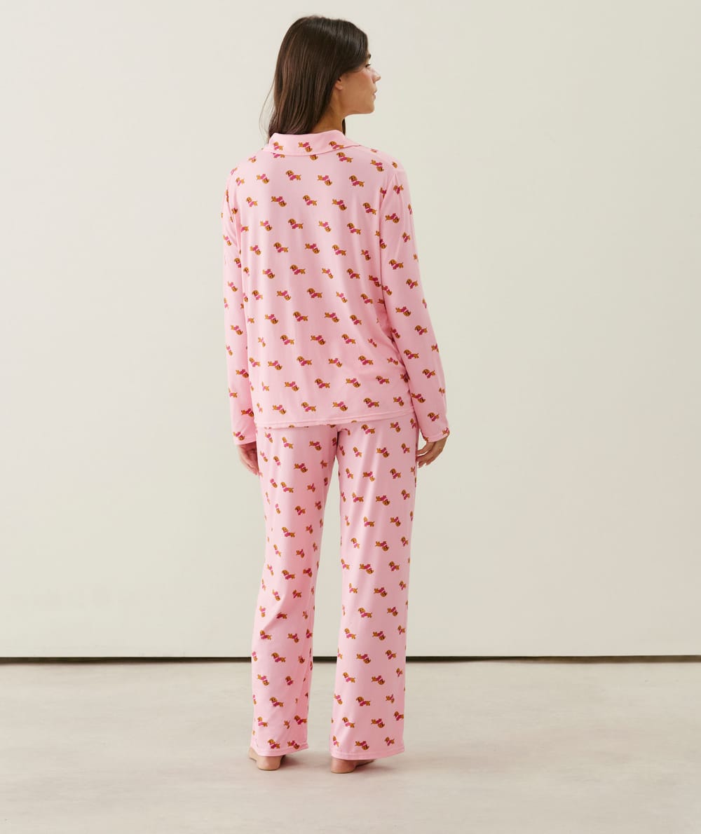 Dachshund print jersey pajama set;